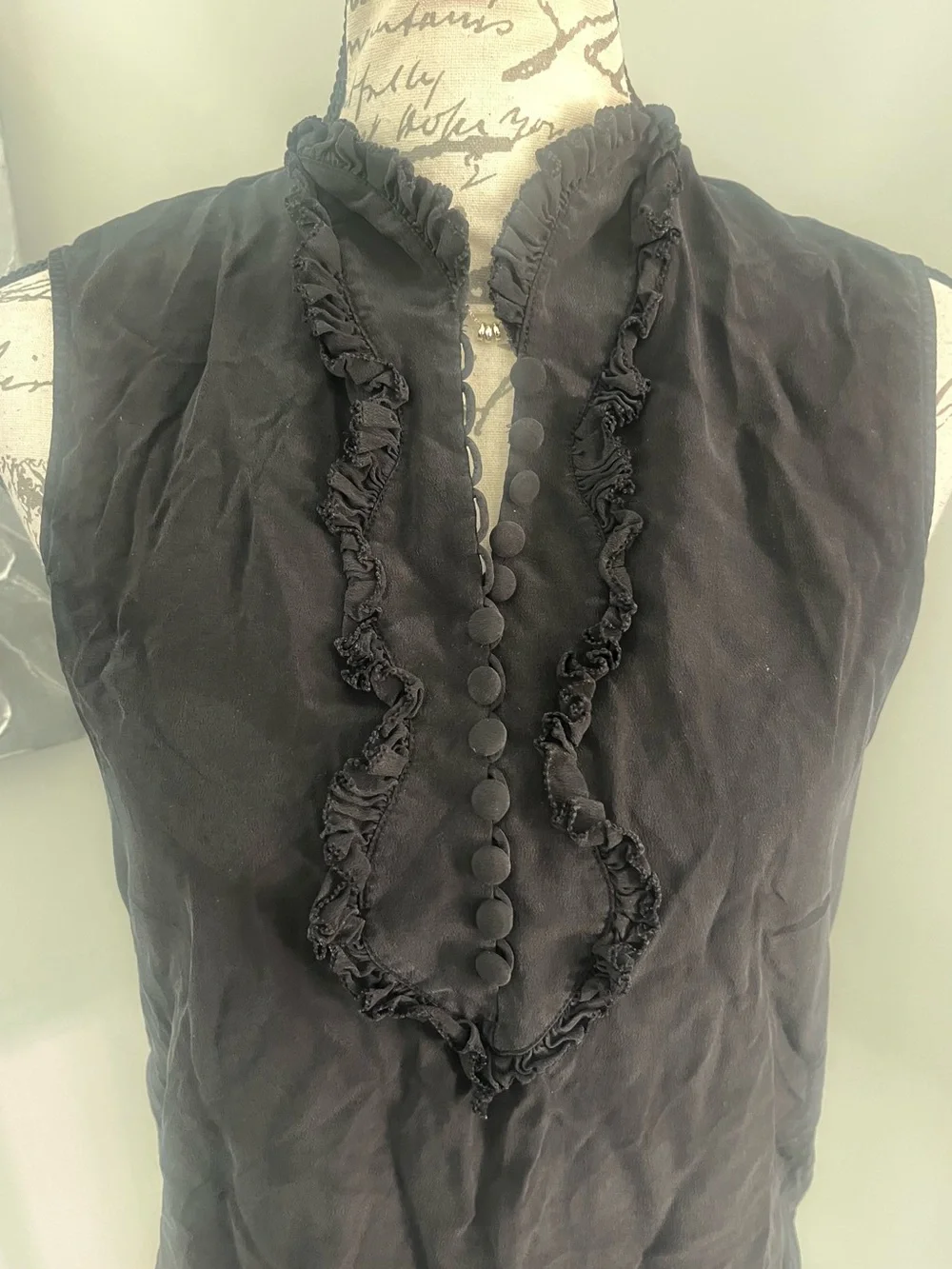 Tory Burch 100% Silk Ruffle Sleeveless Blouse